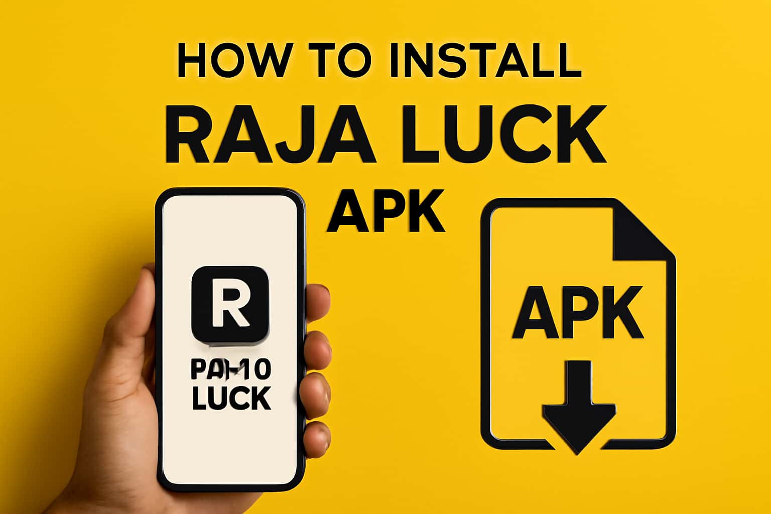 Informative graphic illustrating the installation process for Raja Luck APK on Android devices.