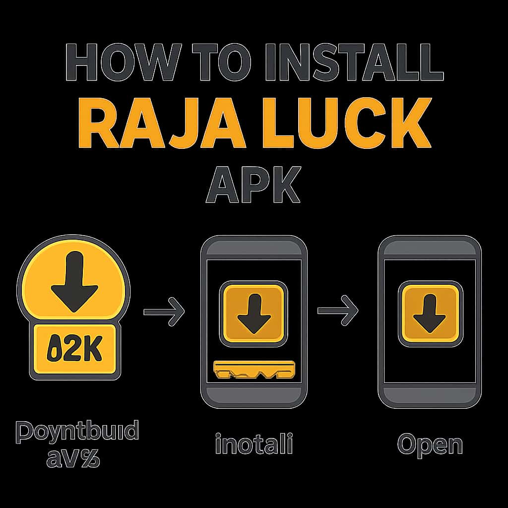 Illustration depicting the necessary steps for installing Raja Luck APK.