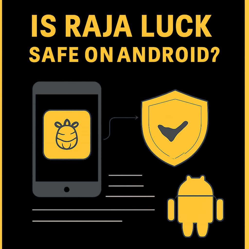 Diagram explaining safety measures for the Raja Luck app on Android.