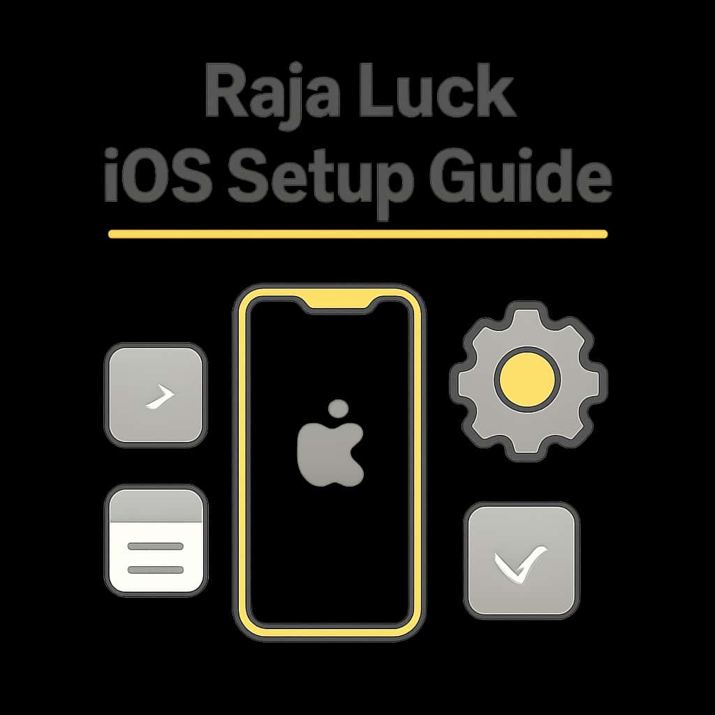 Diagram illustrating Raja Luck iOS setup process.