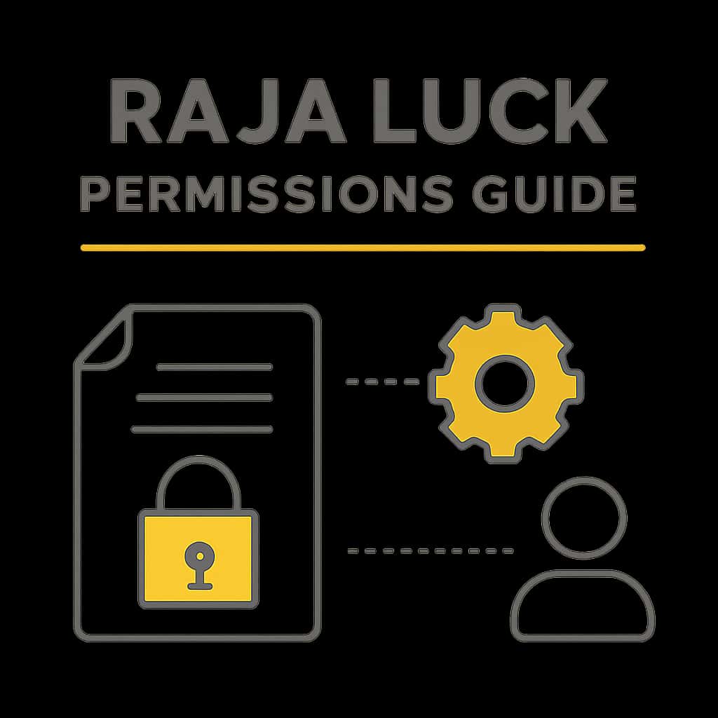 An educational diagram illustrating the permissions required for the Raja Luck app.