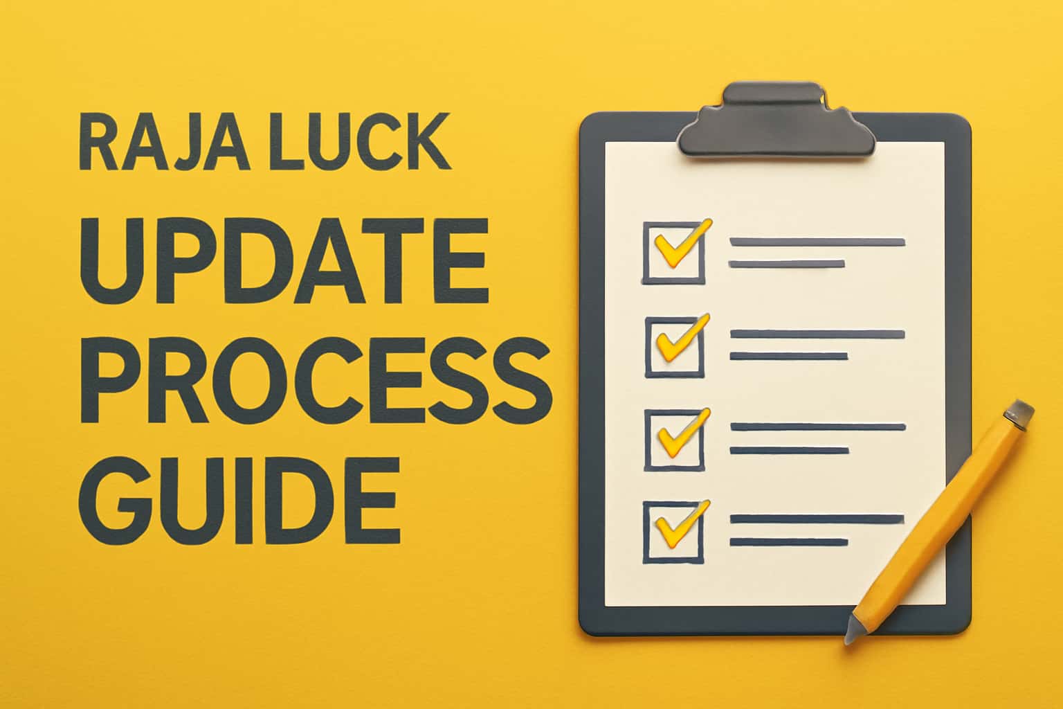 An informational scene depicting the Raja Luck Update Process Guide with clear text.