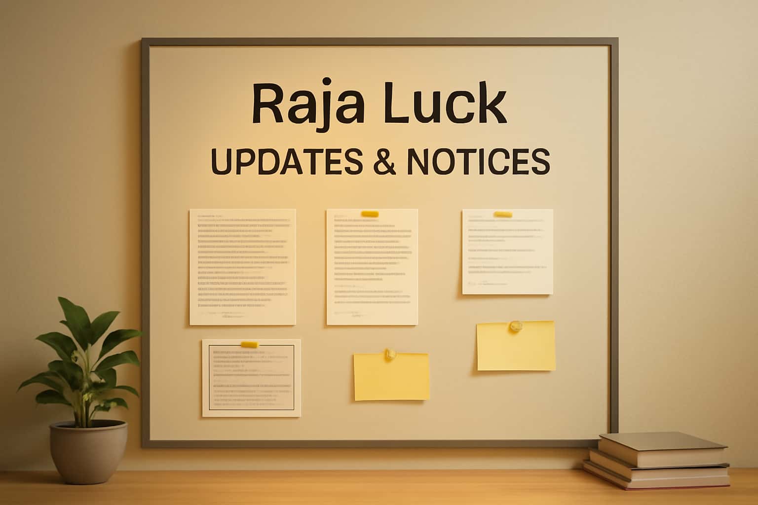 Visual representation of Raja Luck updates and notices.