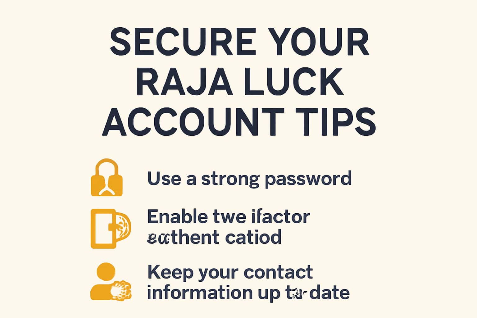 An informative visual on securing your Raja Luck account.